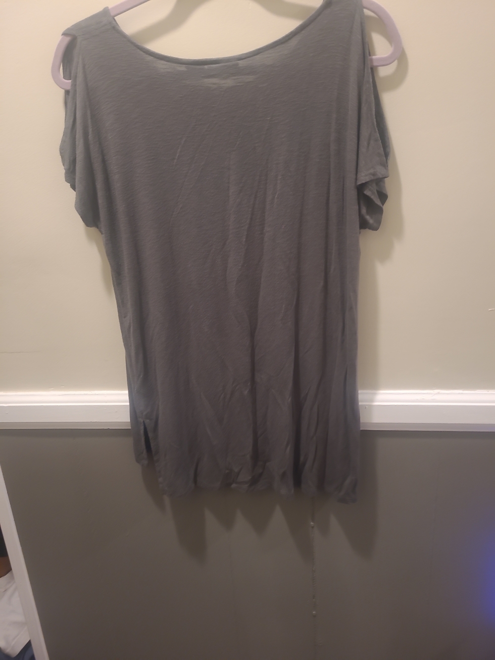 Tahari Womens Small Cold Shoulder Olive Green S/S Blouse - Picture 7 of 11